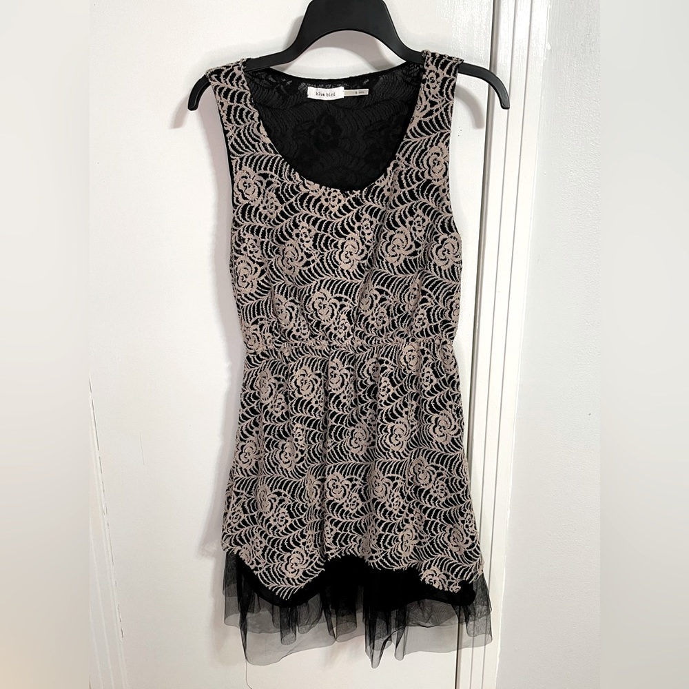 Blue Bird Tan And Black Size Small Sleeveless Dress